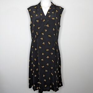 Of Mercer Allen black yellow orange abstract floral dress 14